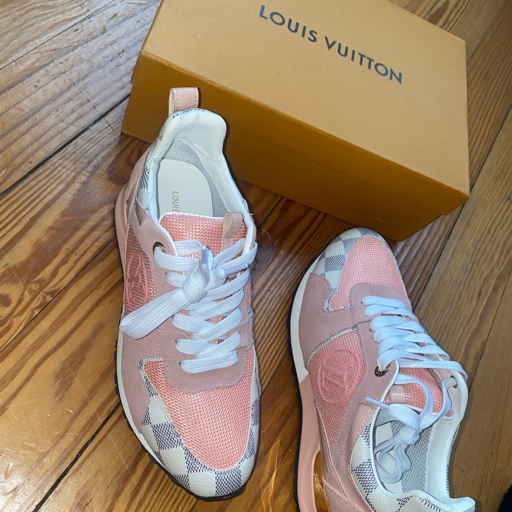 Louis Vuitton Pink and White Run Away Sneakers